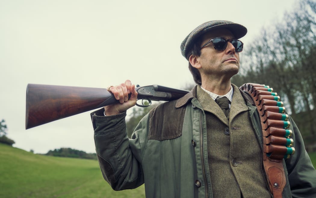 The villainous Tony Baddingham (played by David Tennant) on Rivals, the Disney+ adaptation of Jilly Cooper's novel.