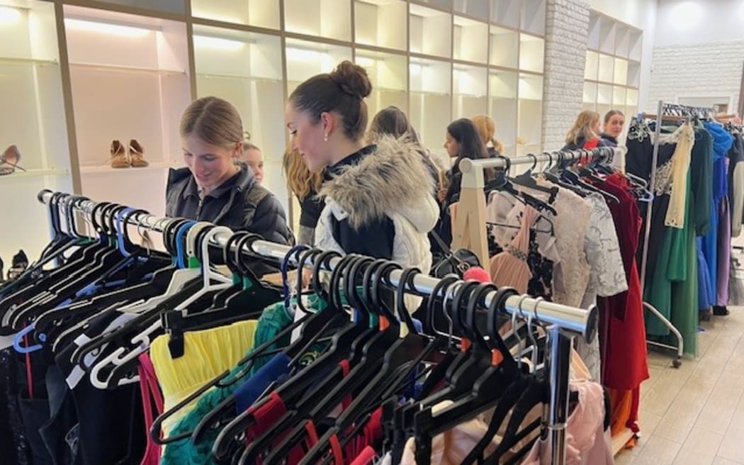 The pop-up shop in Nelson is selling secondhand ball wear