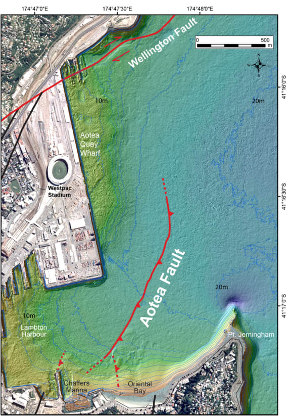 The existing Wellington Fault and the recently discovered Aotea Fault.