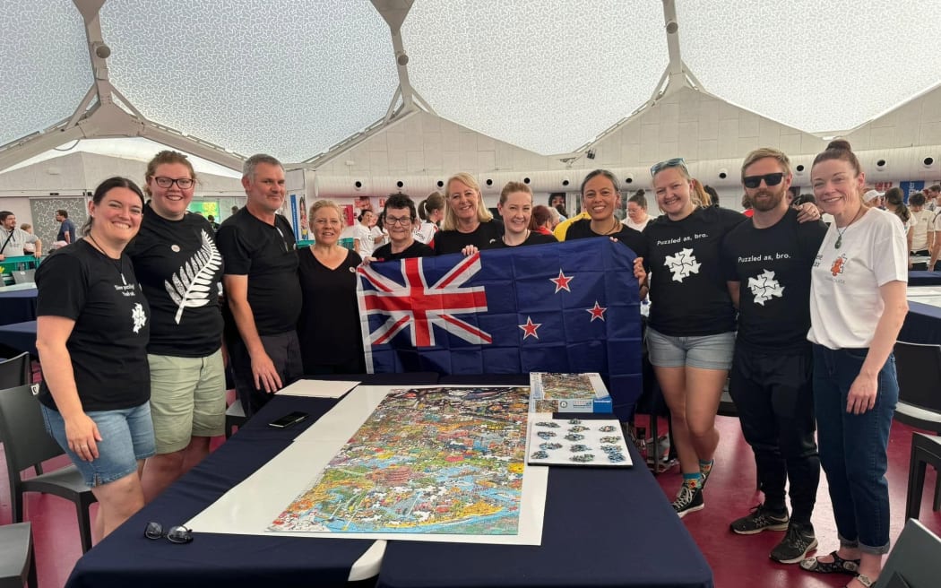 New Zealand competitors at the the World Jigsaw Puzzle Championship in Spain last year.