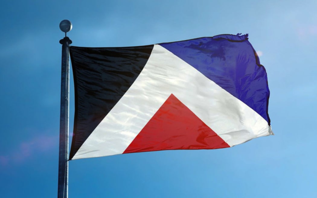 The Red Peak flag, designed by Aaron Dustin.