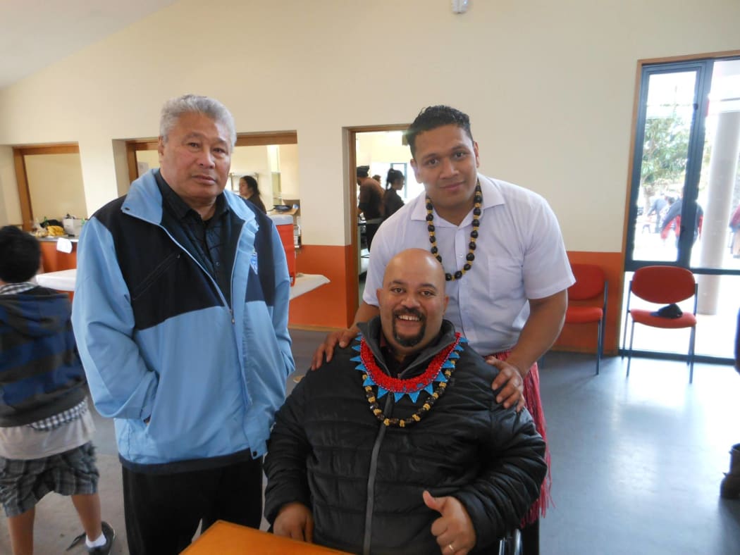 Team leader in Christchurch Kaiongo Tupou with some of the Pasifika community