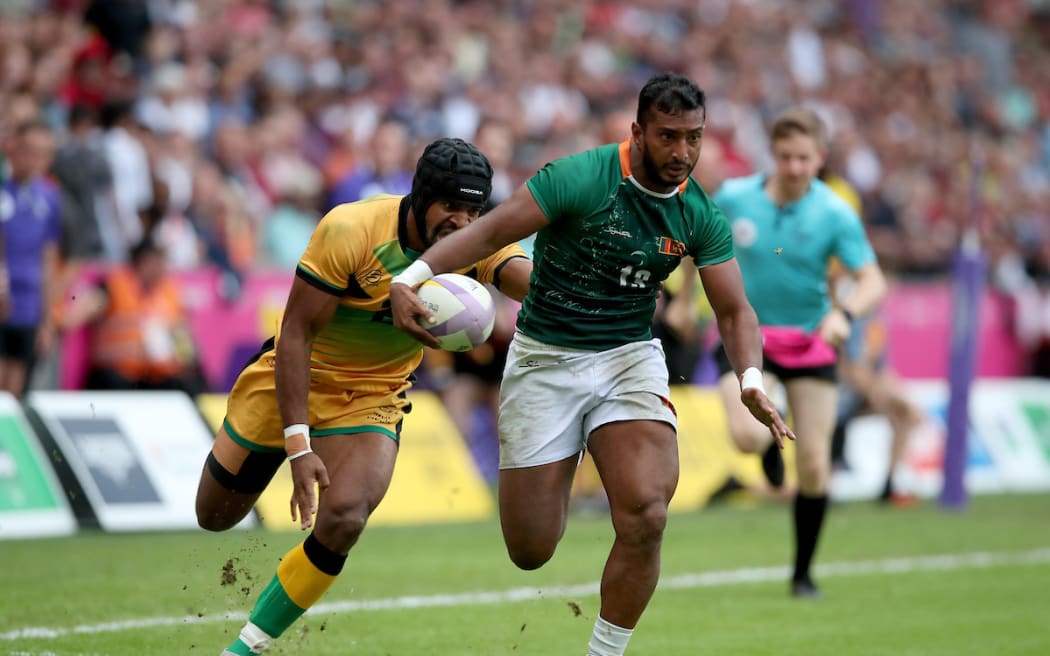 Dilruksha Dange of the Sri Lanka Tuskers in action at the 2022 Commonwealth Games.