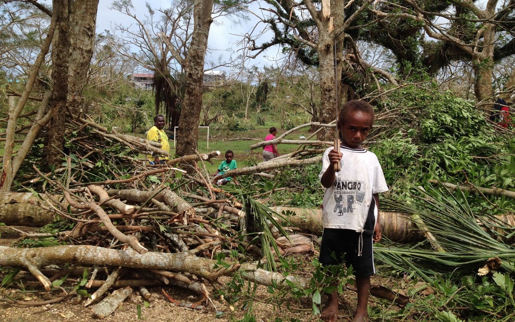 Cyclone damage at Seaside, near the Vanuatu capital of Port Vila.