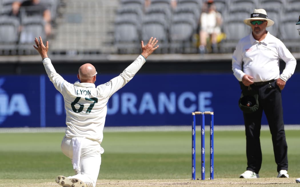 Nathan Lyon of Australia appeals