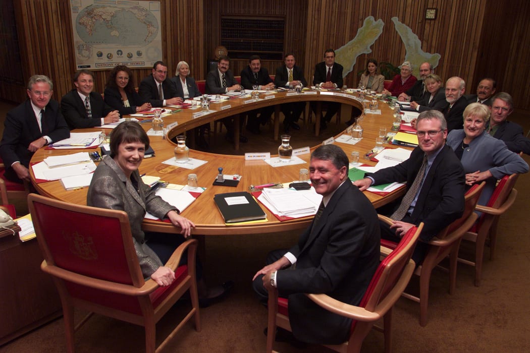Helen Clark, Jim Anderton and the cabinet members of the Labour-Alliance coalition government, 1999