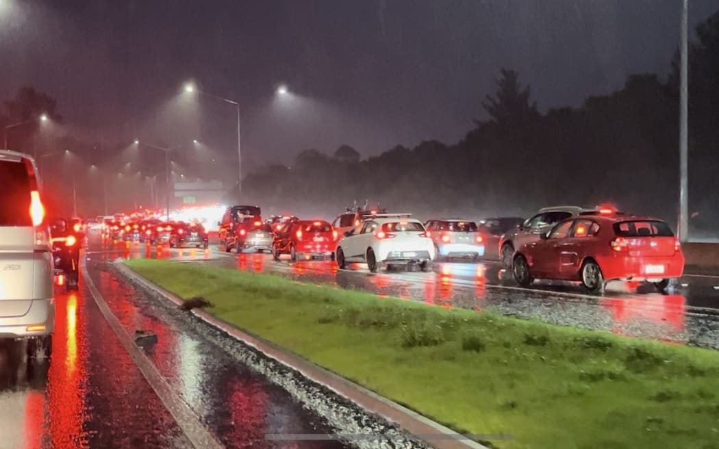 Gridlock on Upper Harbour Motorway following a crash on 9 May 2025.