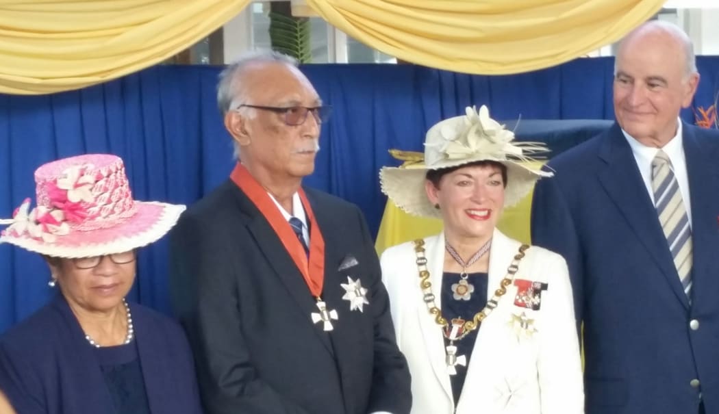 Niue premier Sir Toke Talagi was conferred with his knighthood in March 2017 on Niue by NZ Governor General Dame Patsy Reddy