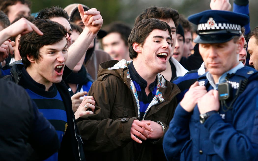 Christchurch Boys High Old Boys at the 1st XV rugby match against Christ's College, 2009.