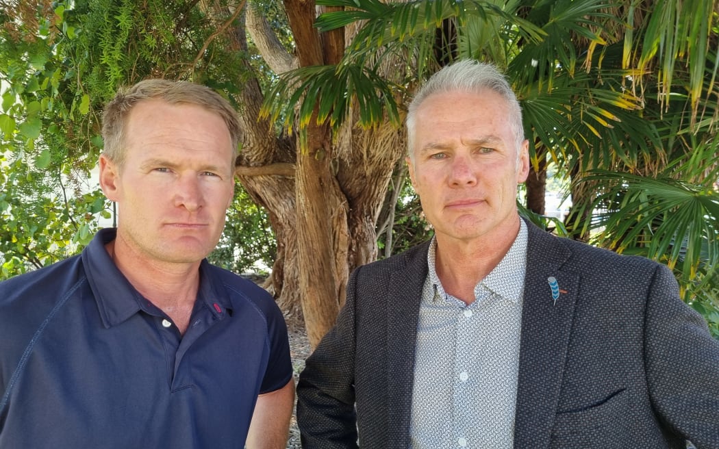 Recreational harbourmaster for Waikato, Hayden Coburn (L), and Waikato Regional Council's compliance manager Patrick Lynch.
