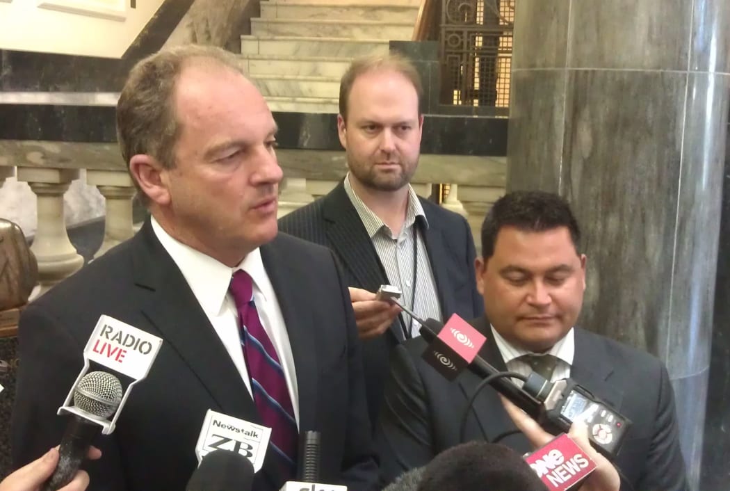 Labour leader David Shearer, left, with departing MP Charles Chauvel.