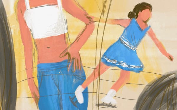 Illustration of an ice skater and person's figure