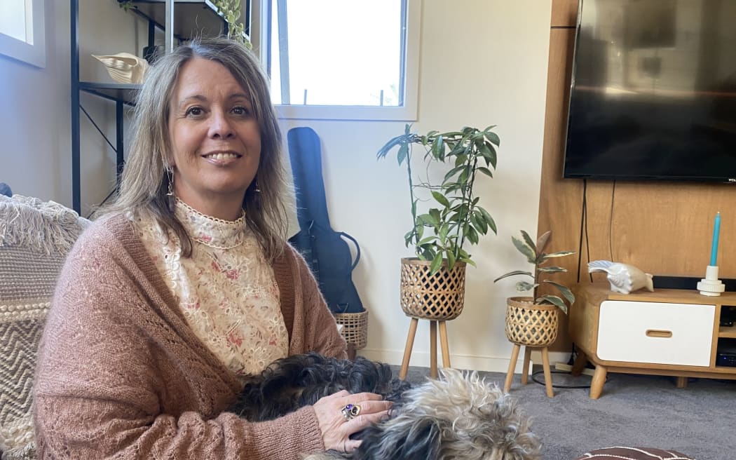 Theresa Zame at home in Wainui, Gisborne, with dog Rocky