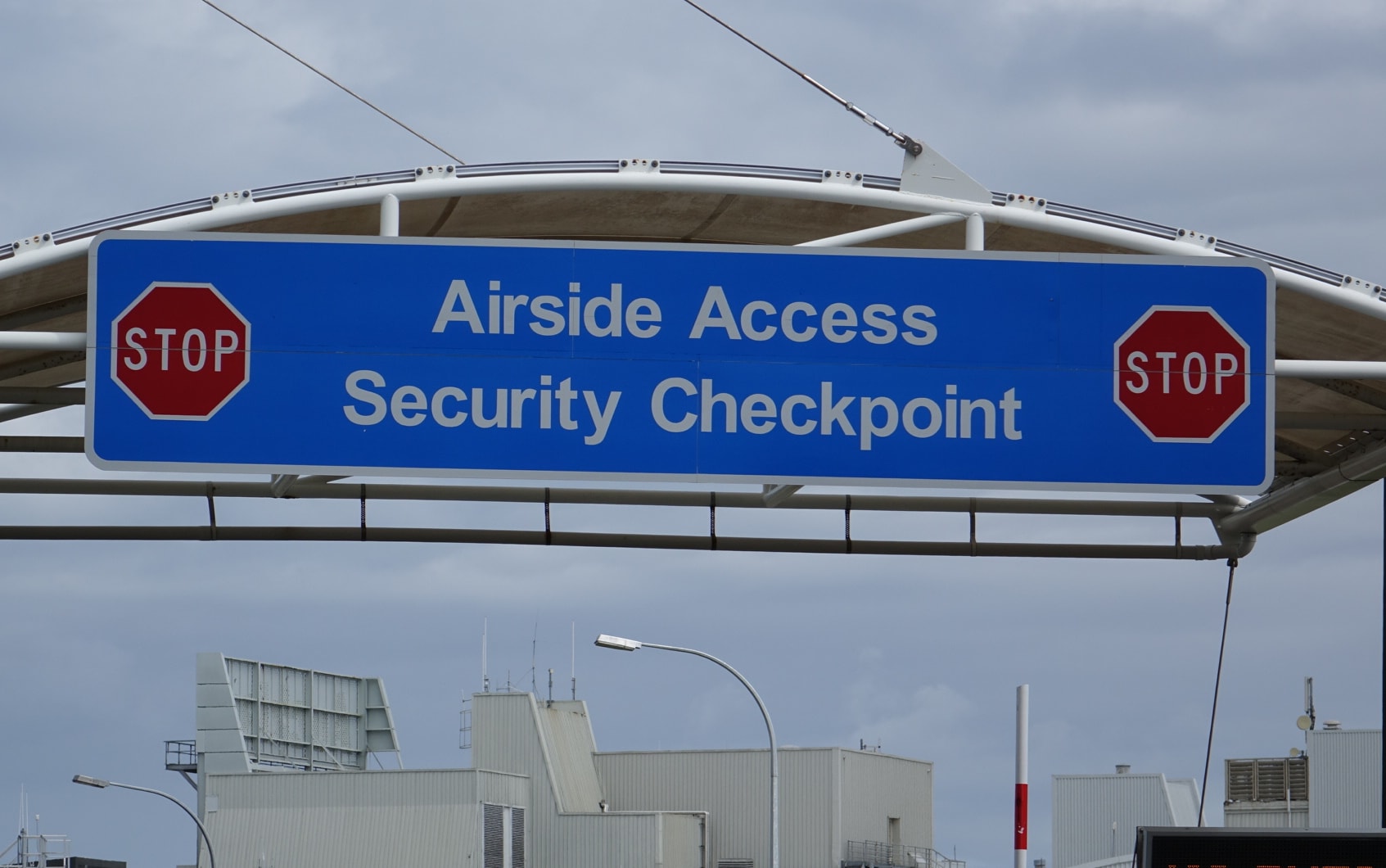 An airport security sign in Auckland
