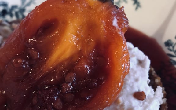 Poached Tamarillo and Coconut Tart