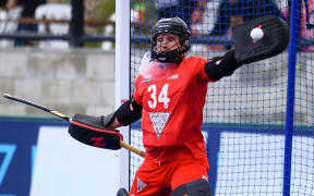Black Sticks goalkeeper Leon Hayward.