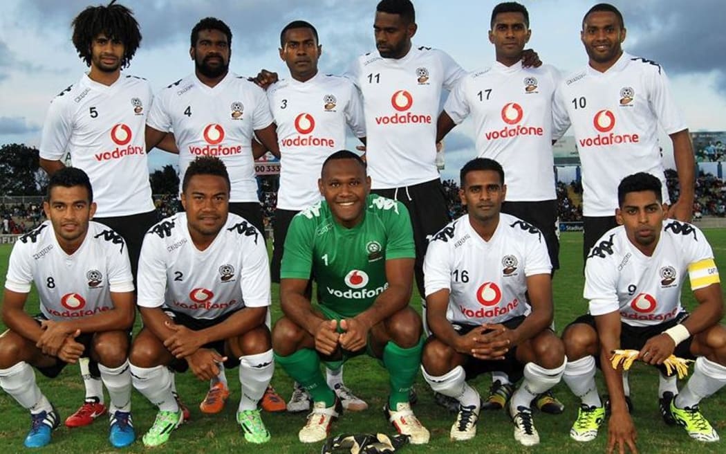 Fiji line-up before taking on the Wellington Phoenix.
