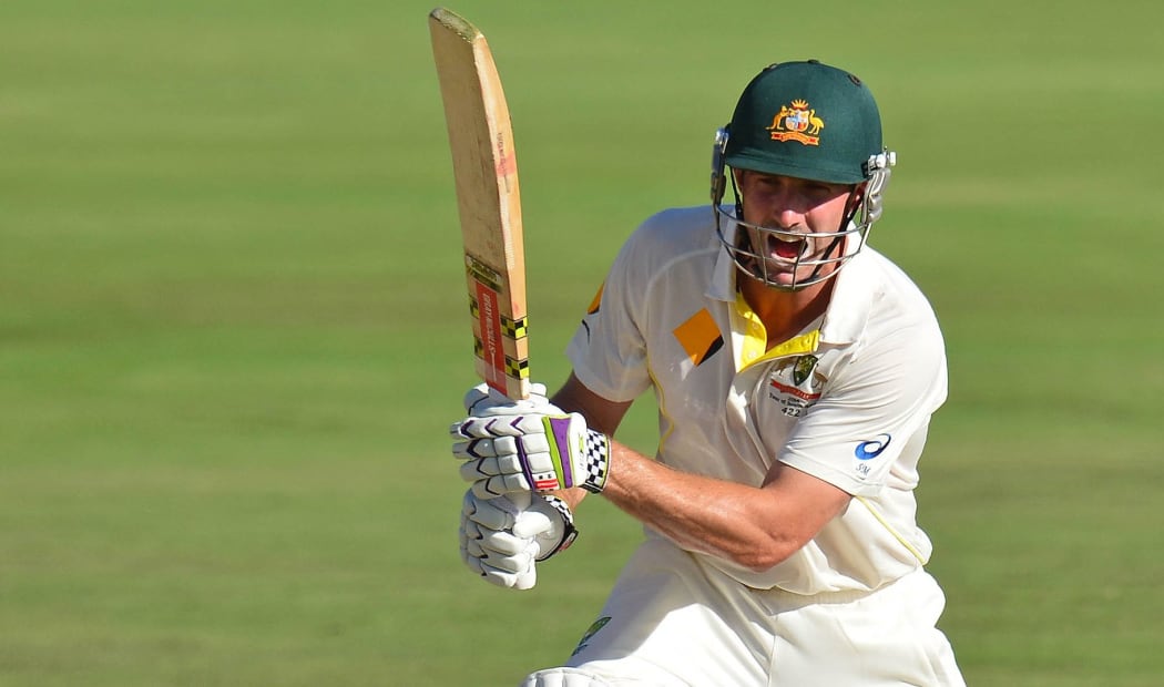 Australia's Shaun Marsh plays a shot.