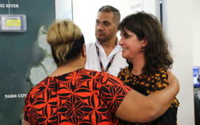 Electorate MP for Maungakiekie Denise Lee with staff members in the Panmure office of the Tāmaki Regeneration Company. The Company, jointly owned by the Government and Auckland Council, is undertaking an urban transformation project in areas of the Maungakiekie electorate