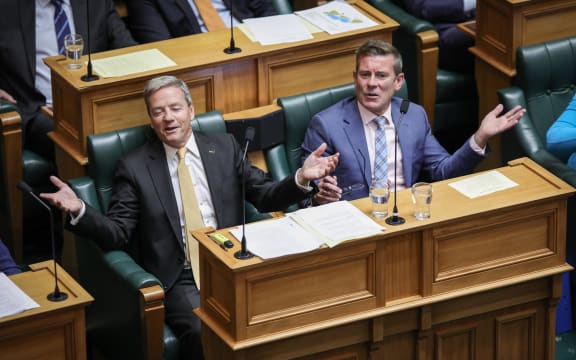 National MPs Andrew Bayly and Michael Woodhouse react to answers in Question Time