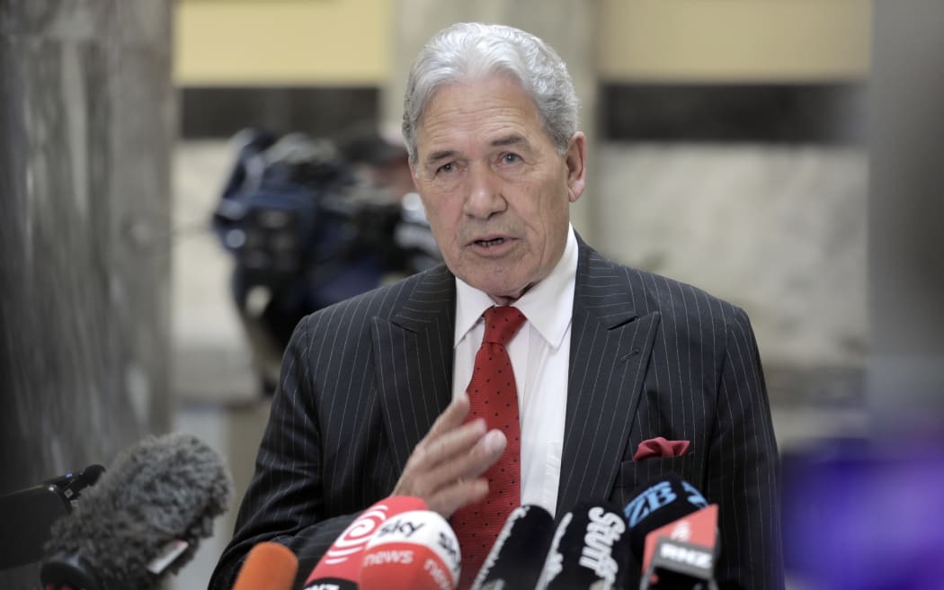Minister Winston Peters speaks to media after comments over Green MP Benjamin Doyle's social media posts on 31 March 2025.