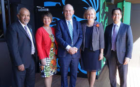 Associate Economic Development Minister Te Ururoa Flavell, National List MP Maureen Pugh, Economic Development Minister Steven Joyce, Selwyn MP Amy Adams, and Energy and Resources and Transport Minister Simon Bridges.