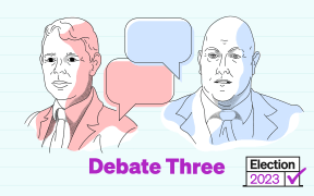 Election 2023: Stylised illustrations of Chris Hipkins and Christopher Luxon