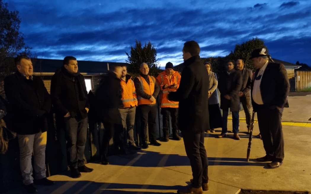 Members of the Pukerangiora hapu bless the new crossing.