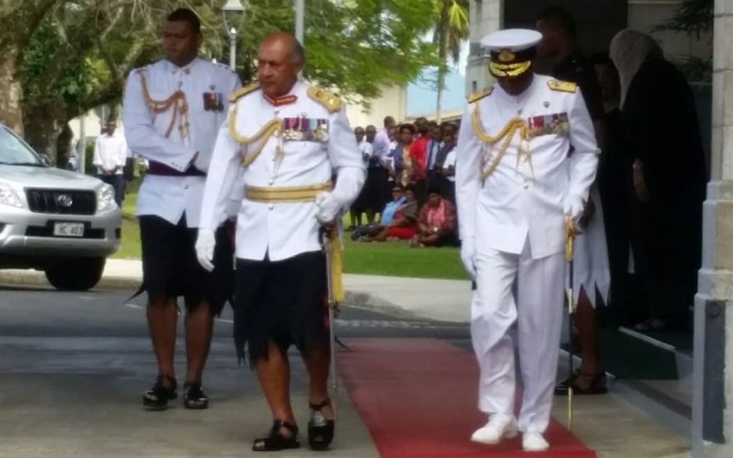 Fiji's President Ratu Epeli Nalatikau, (centre).