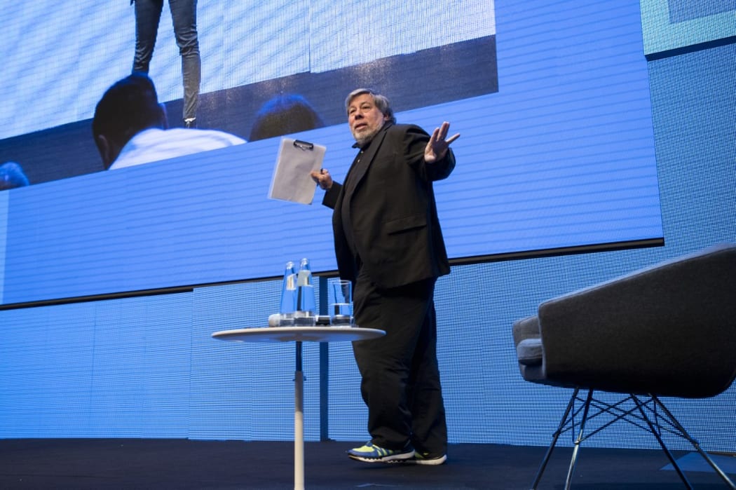 Co-Founder of Apple Steve Wozniak  is pictured during the Cube Challenge at the CUBE Tech Fair for startups in Berlin.