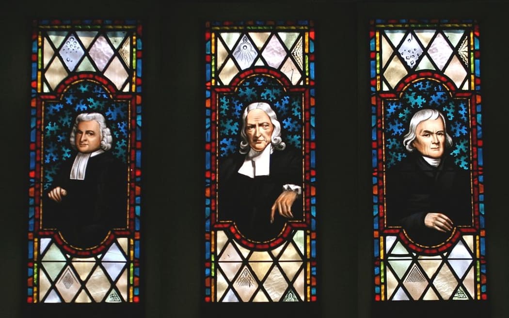 Charles Wesley, John Wesley, Francis Asbury (Memorial Chapel, Lake Junaluska, North Carolina)