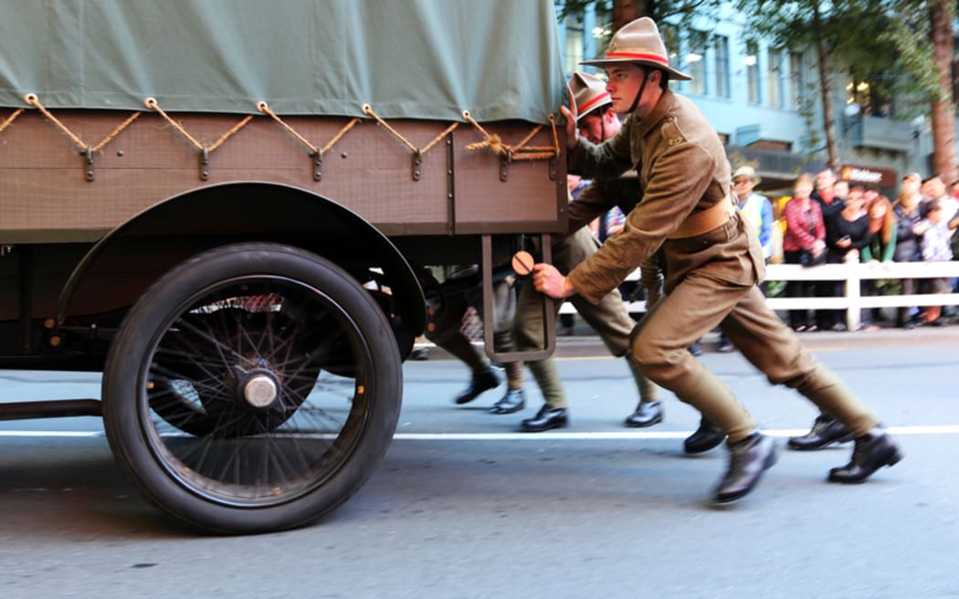 Wellington's CBD was a hive of activity this afternoon after thousands of people lined its streets for today's Anzac parade.