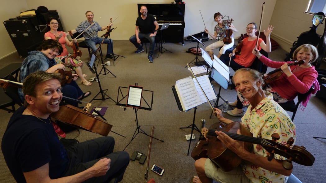 Goldner String Quartet, NZ String Quartet with Gareth Farr in rehearsal