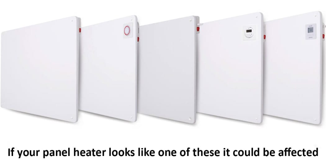 The five panel heaters included in the November 2017 recall. All five are distributed by CDB.