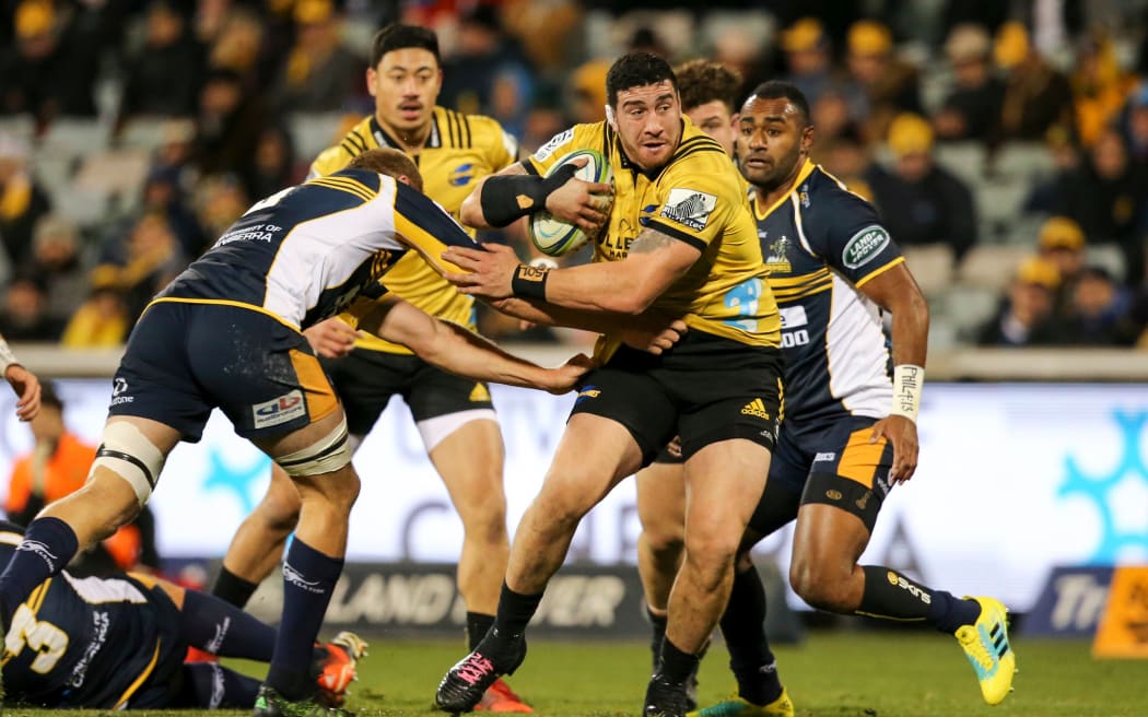 Jeff Toomaga-Allen playing for the Hurricanes in 2018.