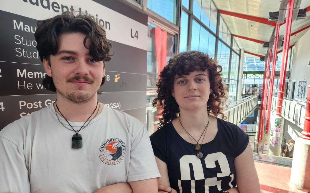 Victoria University of Wellington Students Association engagement vice-president Aidan Donoghue (left) and equity officer Aspen Jackman.