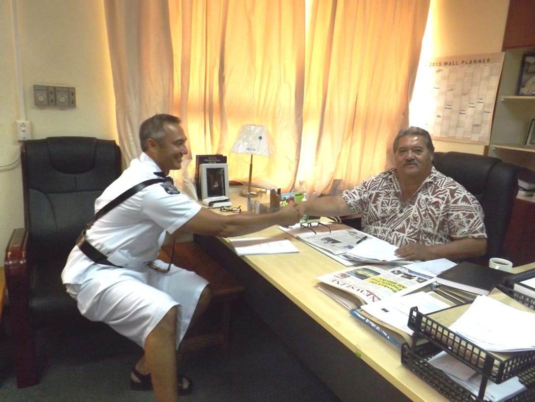 Samoa's Police Commissioner Fuiavailili Egon Keil and Police Minister Sala Fata Pinati