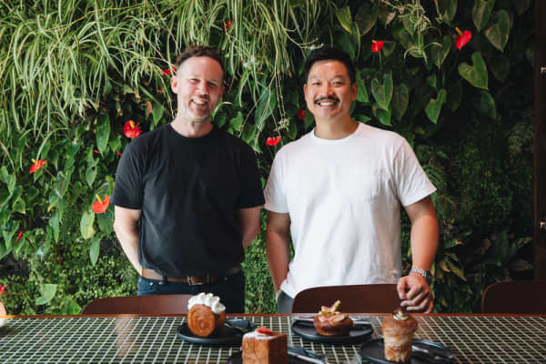 Taz McAuley and Mike Ny, owners of Glou Glou in Wellington.