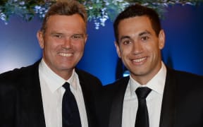 Martin Crowe (left) and Ross Taylor at the 2014 Cricket Awards Dinner.