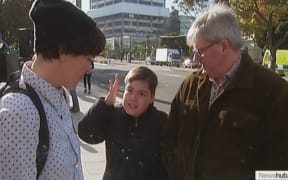 Newshub's camera captured a 12 year-old confronting peaceful protesters on ANZAC Day in Wellington.