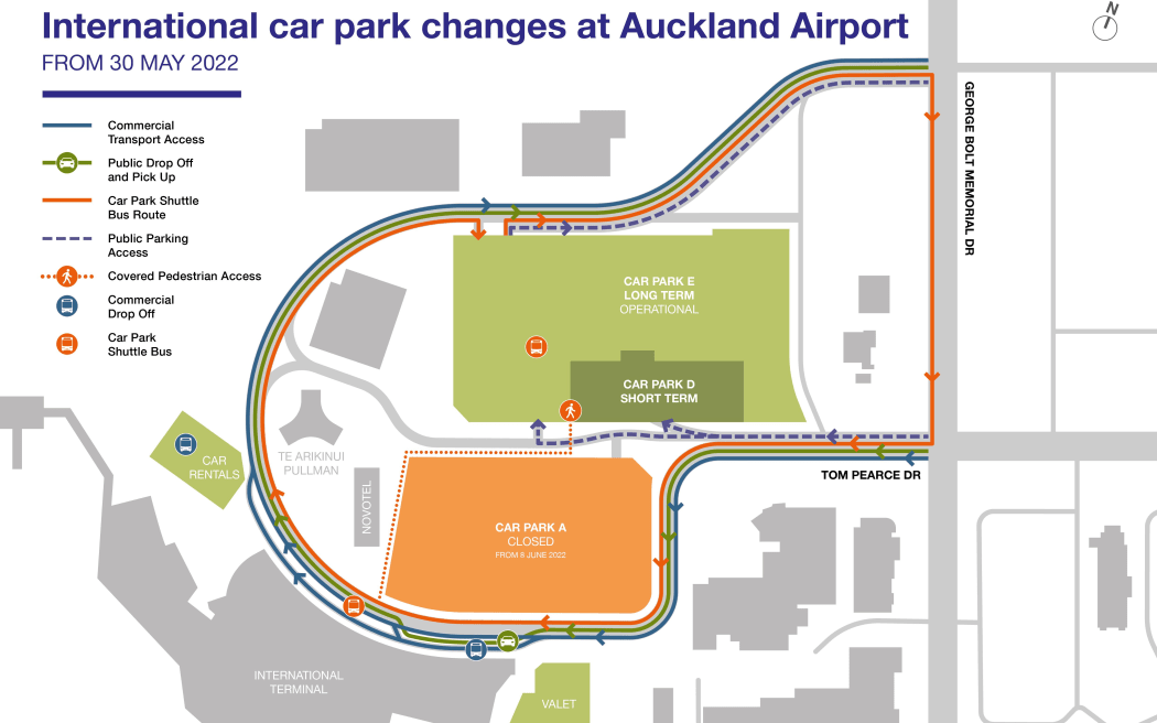 Proposed car park changes at Auckland Airport.