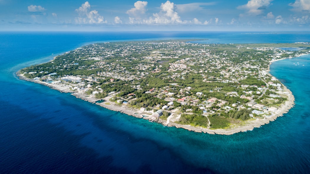 Aerial view of Grand Cayman island in the Caribbean.