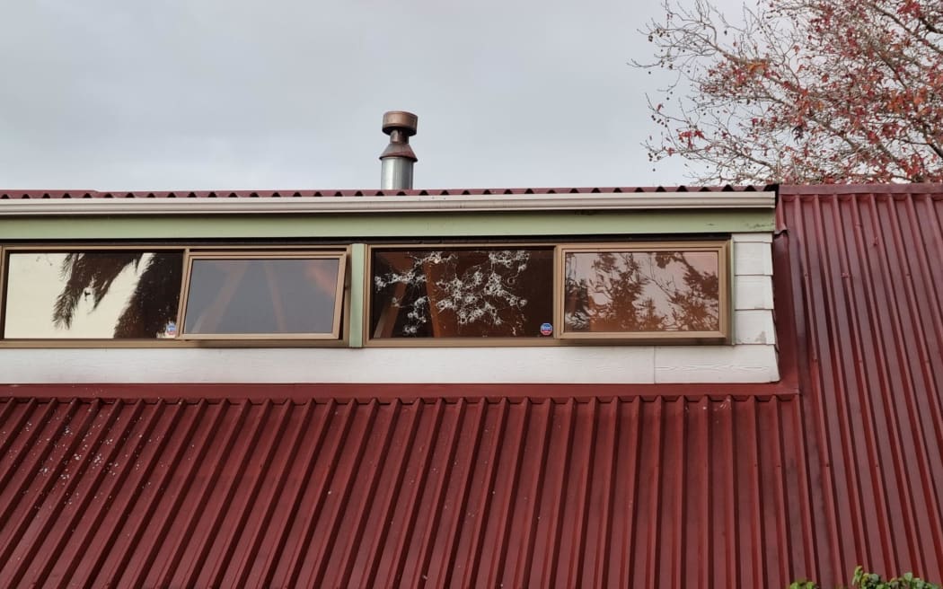 Bullet holes in a window of a house in Phoenix Place, Papatoetoe after a spate of shootings in Auckland suburbs.