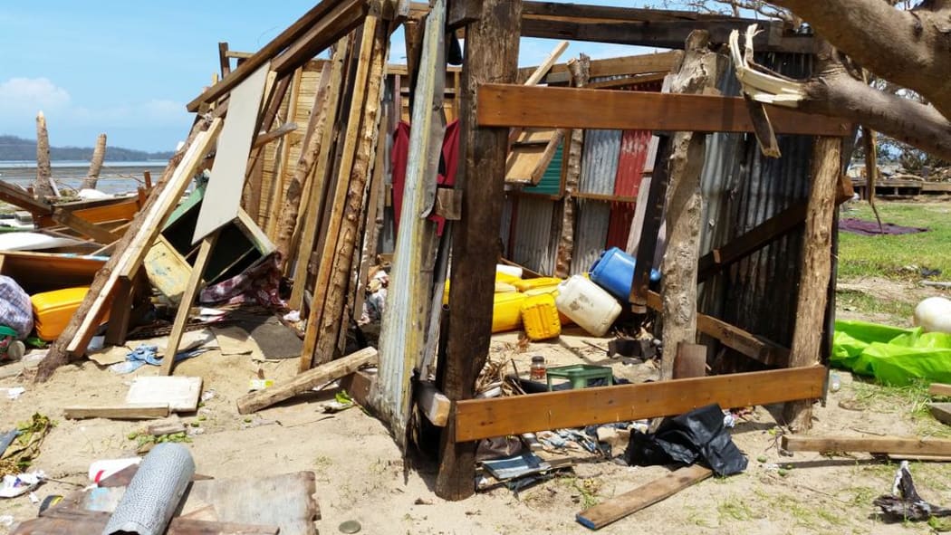 A house destroyed by Cyclone Winston in Fiji's remote Yasawa Islands.