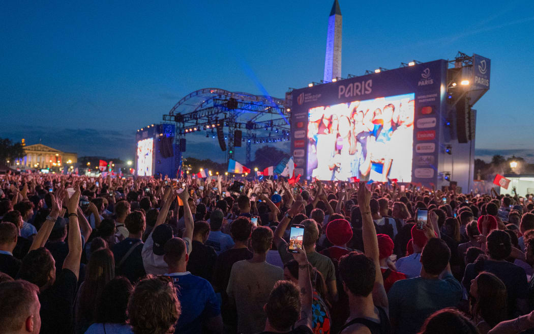 Concorde Rugby Village during the broadcast of the opening match of the France-New Zealand Rugby World Cup on 8 September, 2023.