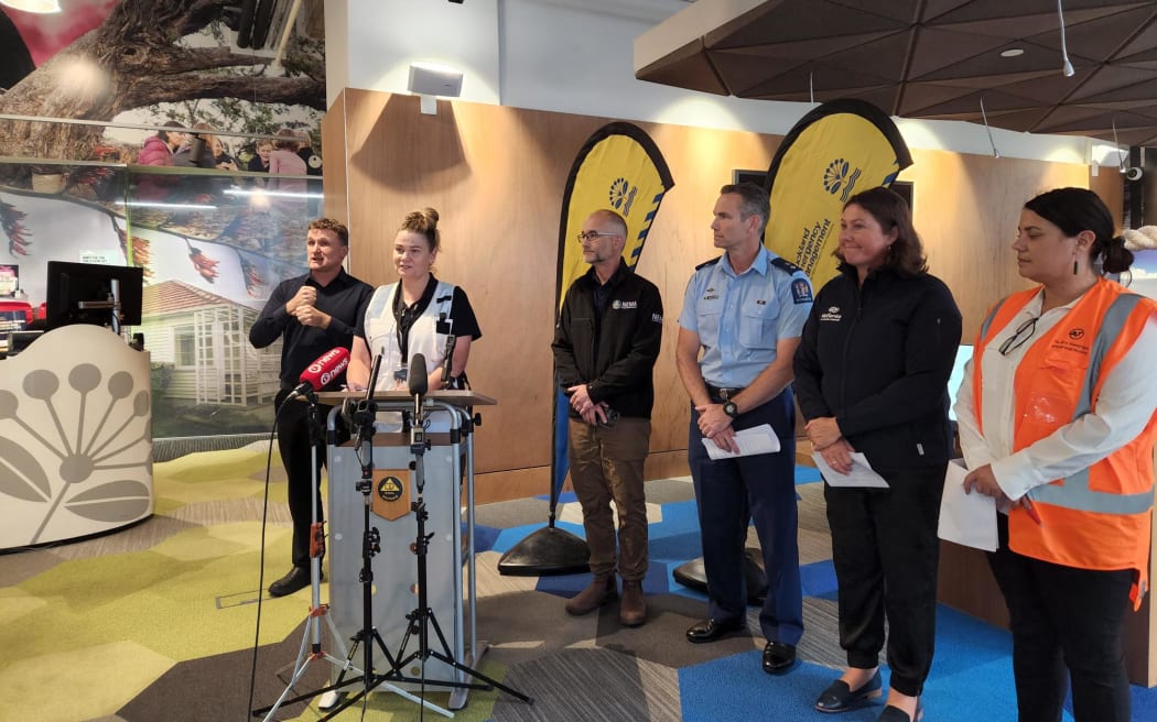 Auckland Emergency Management media briefing during the Auckland storm on 31 January 2023.