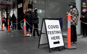 People queue at a Covid-19 testing station in Melbourne on May 25, 2021.