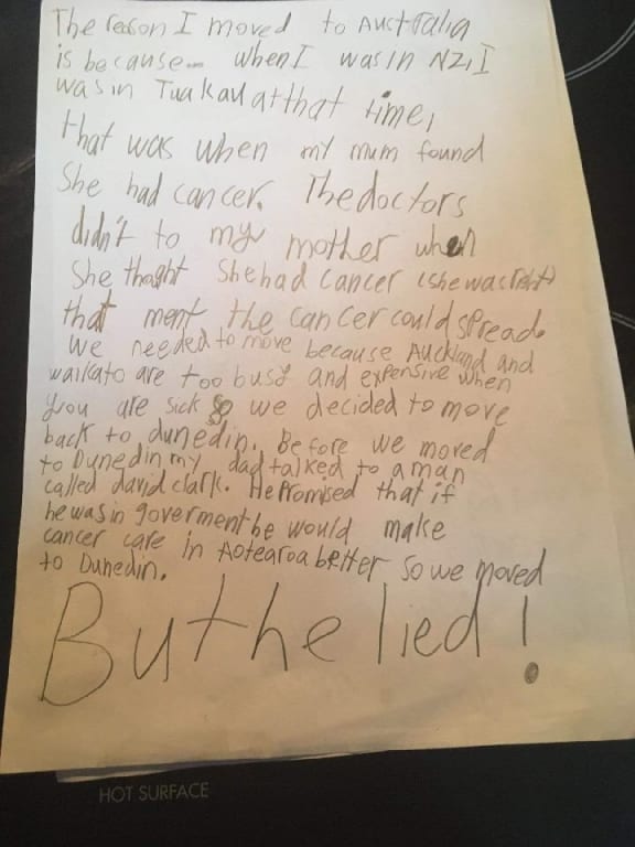 Letter from 8-year-old Lucy Johnstone