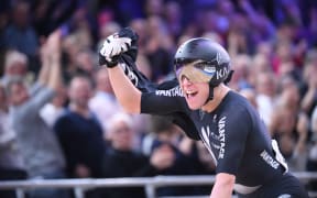 Corbin Strong from New Zealand cheers after his victory at the World Championships on 29 February, 2020.