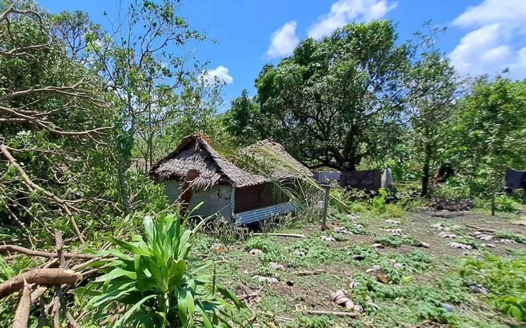Destroyed houses in a village